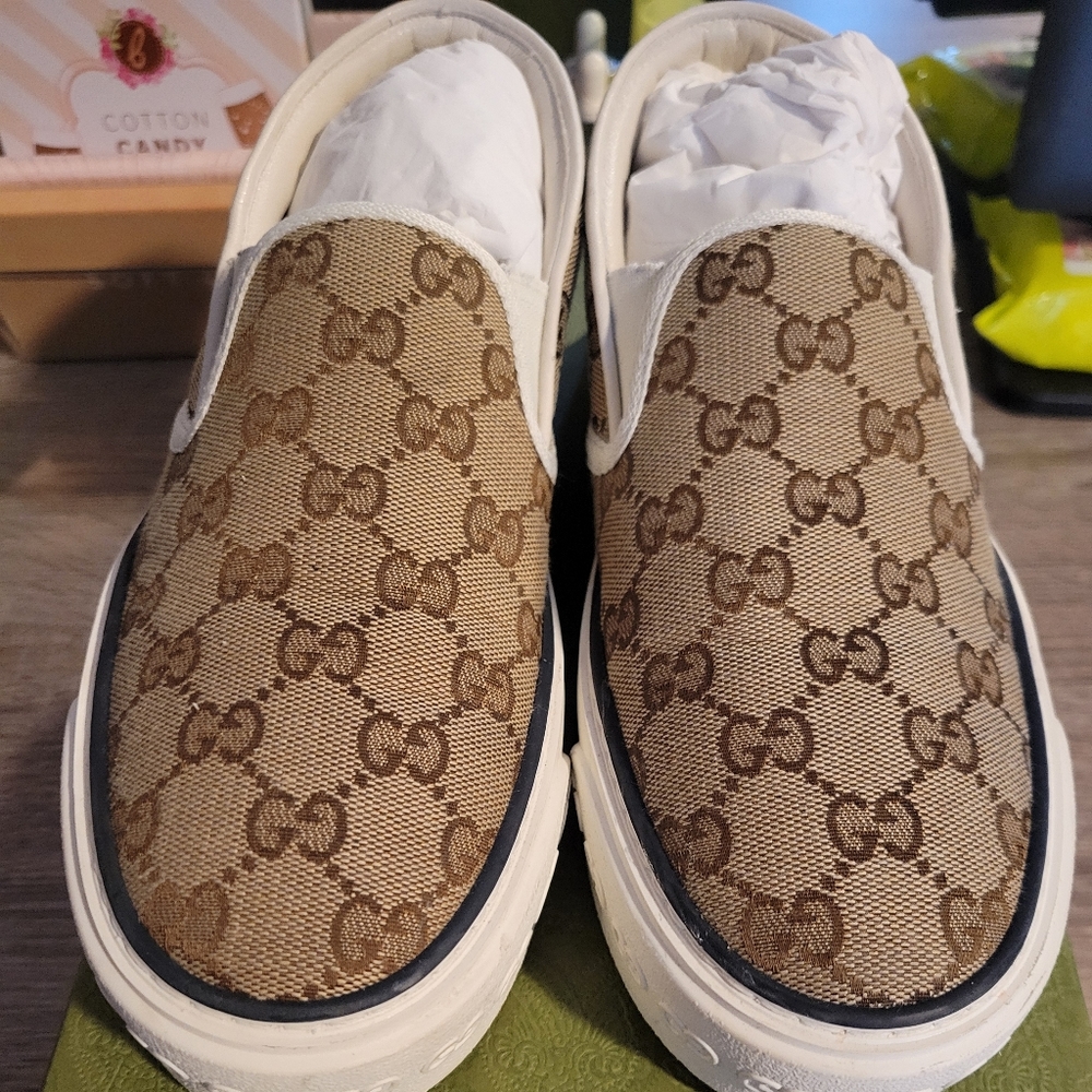 AUTHENTIC GUCCI 1977 WOMENS SLIP ON TENNIS SNEAKERS Free Shipping